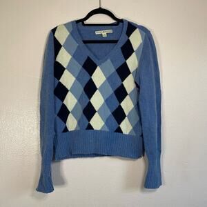 Tommy Hilfiger Sweatshirt Blue Diamond Knitted Crewneck Women Size L